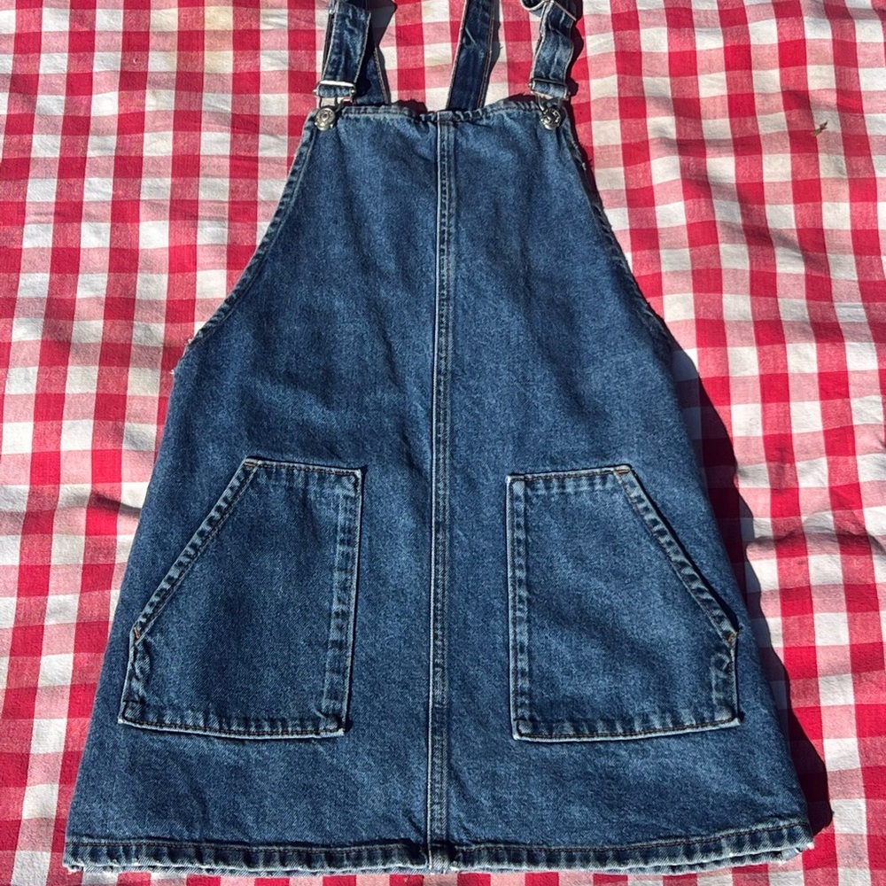 denim overalls mini dress